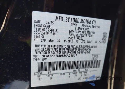 2025 Ford Mustang Mach-E Select из США, поврежденный, VIN 3FMTK1R40SMA21817